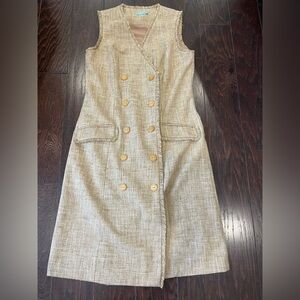 J.Mclaughlin Pia Blazer Dress Khaki Tweed Lined Women Size 2 Career Classic